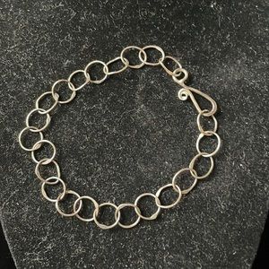 .925 Sterling Silver Linked Circle Bracelet Vintage 90s Y2K